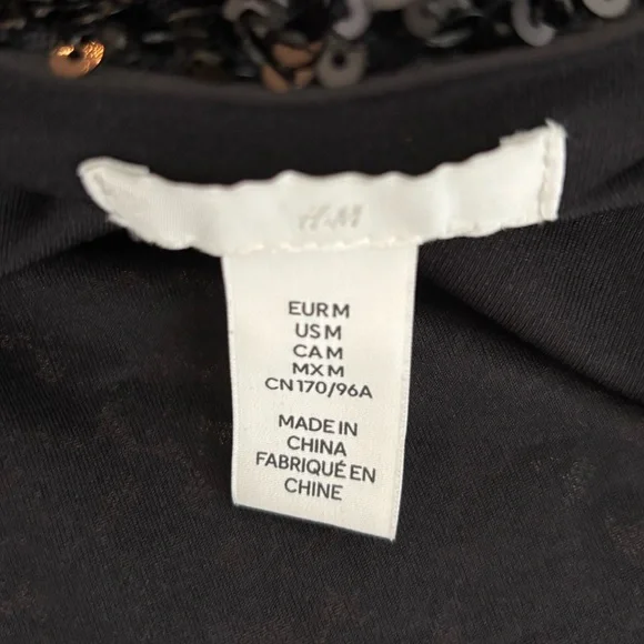 H&M Black Sequin Wrap Midi Dress M | Party Holiday Glam - Picture 6 of 16